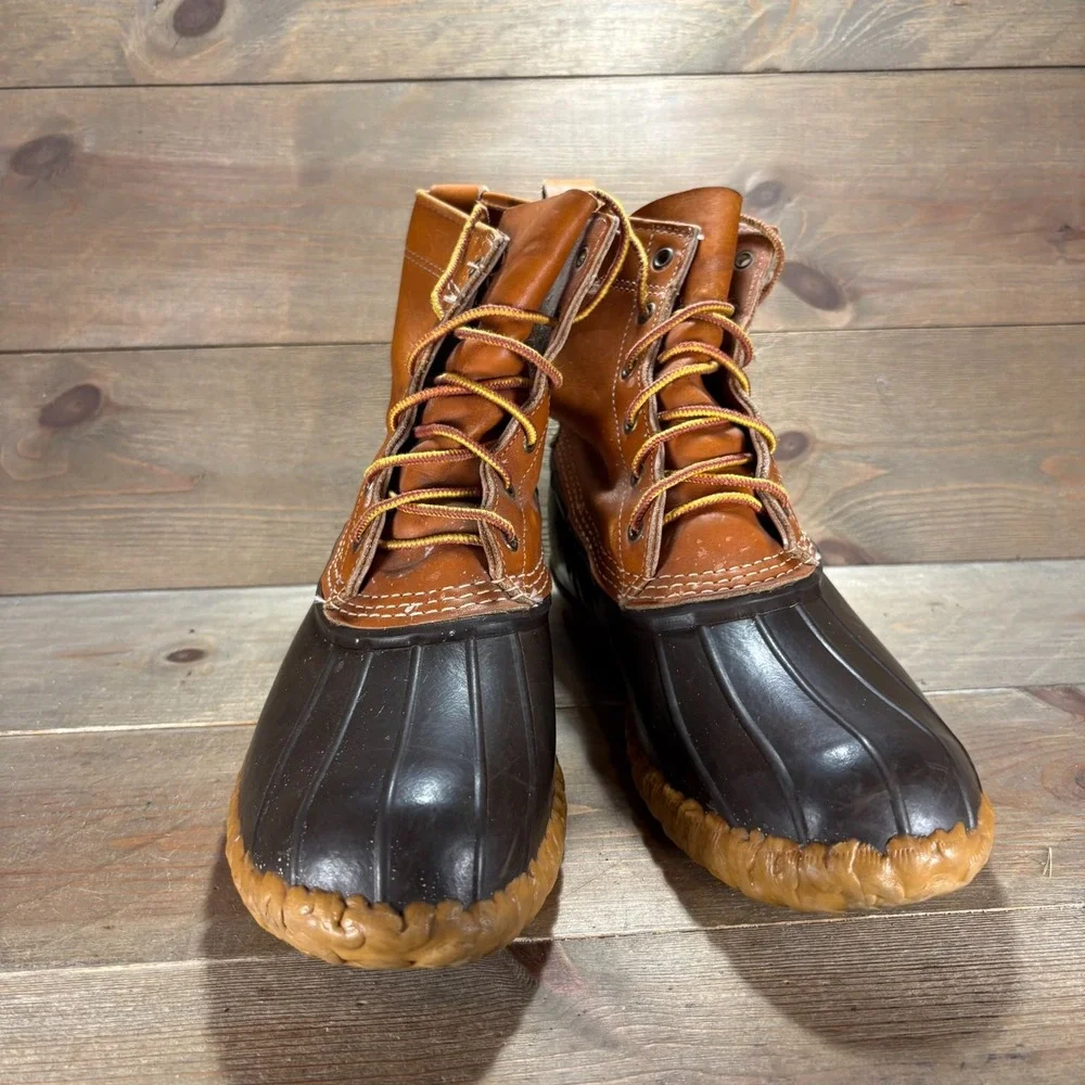 LL Bean Boots Mens size 10 shoes Brown Leather Waterproof Lace Up boots